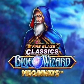 Logo of Fire Blaze Blue Wizard Megaways from Rarestone Gaming at Spinko Casino